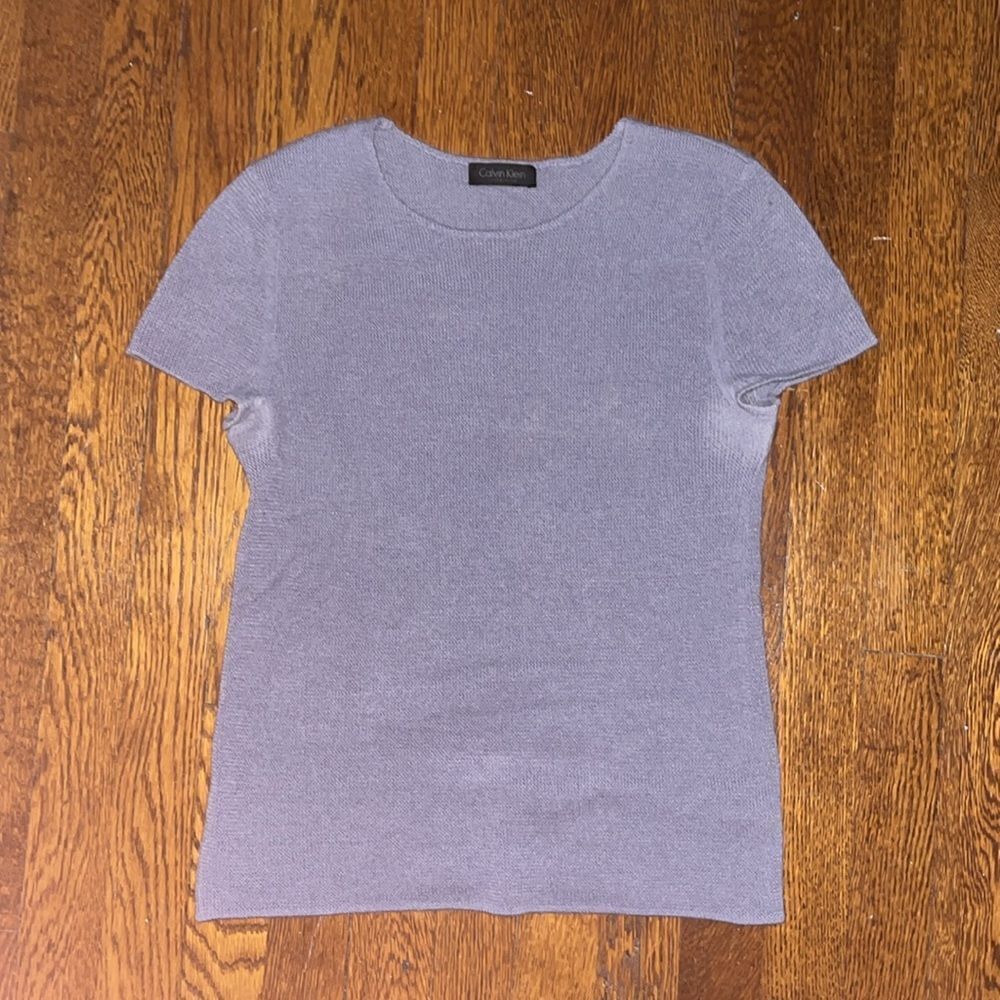 calvin klein collection sweater top 90% cashmere 10% lycra lavender shirt